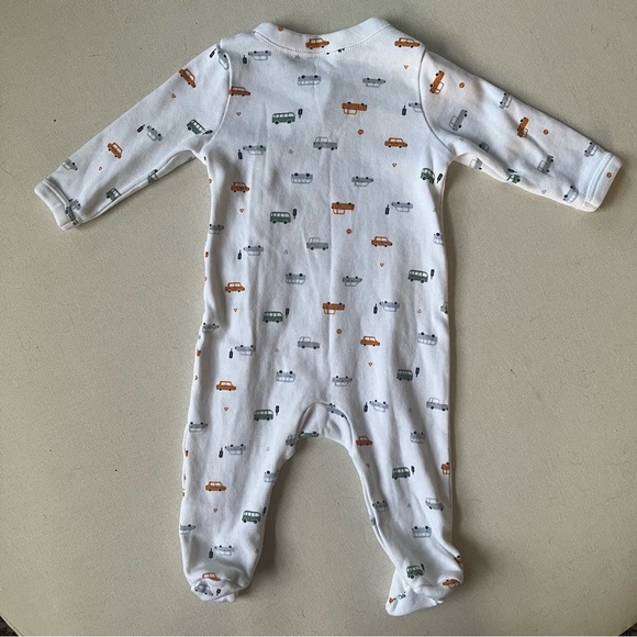 Nordstrom Baby White Baby One Piece with Vehicle Print Newborn - Picture 5 of 7